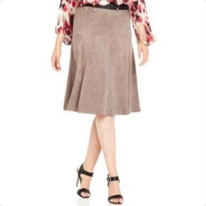 ALFANI Faux Suede A-line Flared Knee Length Skirt NWT